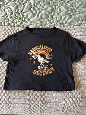 Black Graphic Tee "Radicalized by Basic Human Decency"